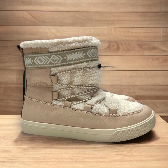 Toms Shoes Toms Winter Boots Womens Alpine Lace Up Leather Faux Fur